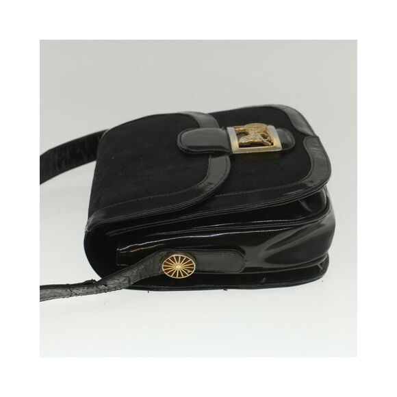 Pre Loved CELINE  C Macadam Canvas Horse Carriage Shoulder Bag Black Auth bs8998 - Picture 4 of 10